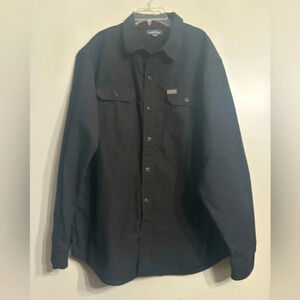 Eddie Bauer dark gray/black 100% cotton button up outdoor shirt long sleeve